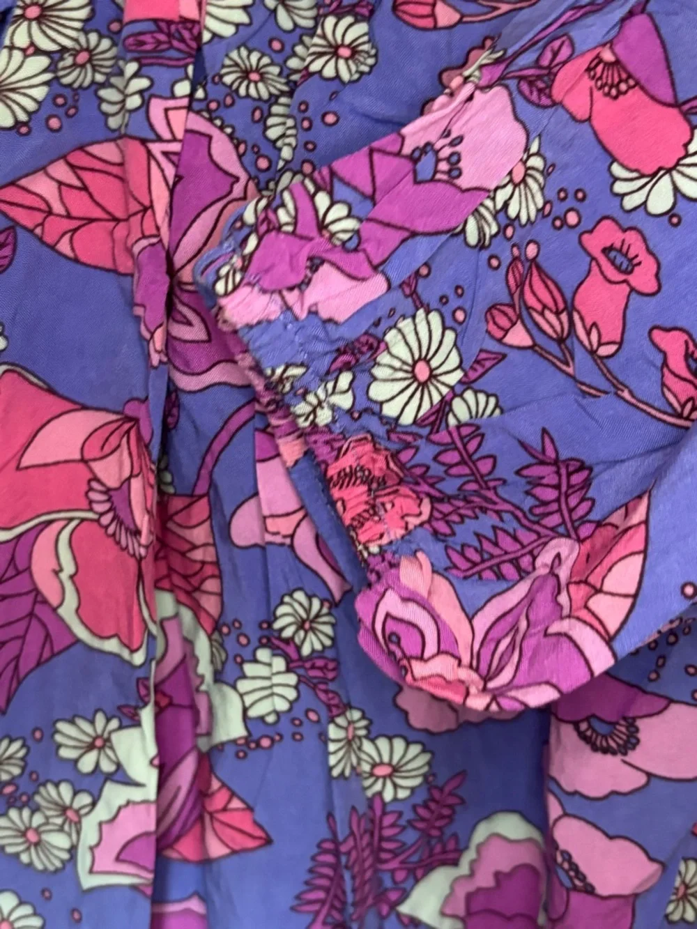 Floral Peasant Dress in Purple & Pink - Picture 8 of 14